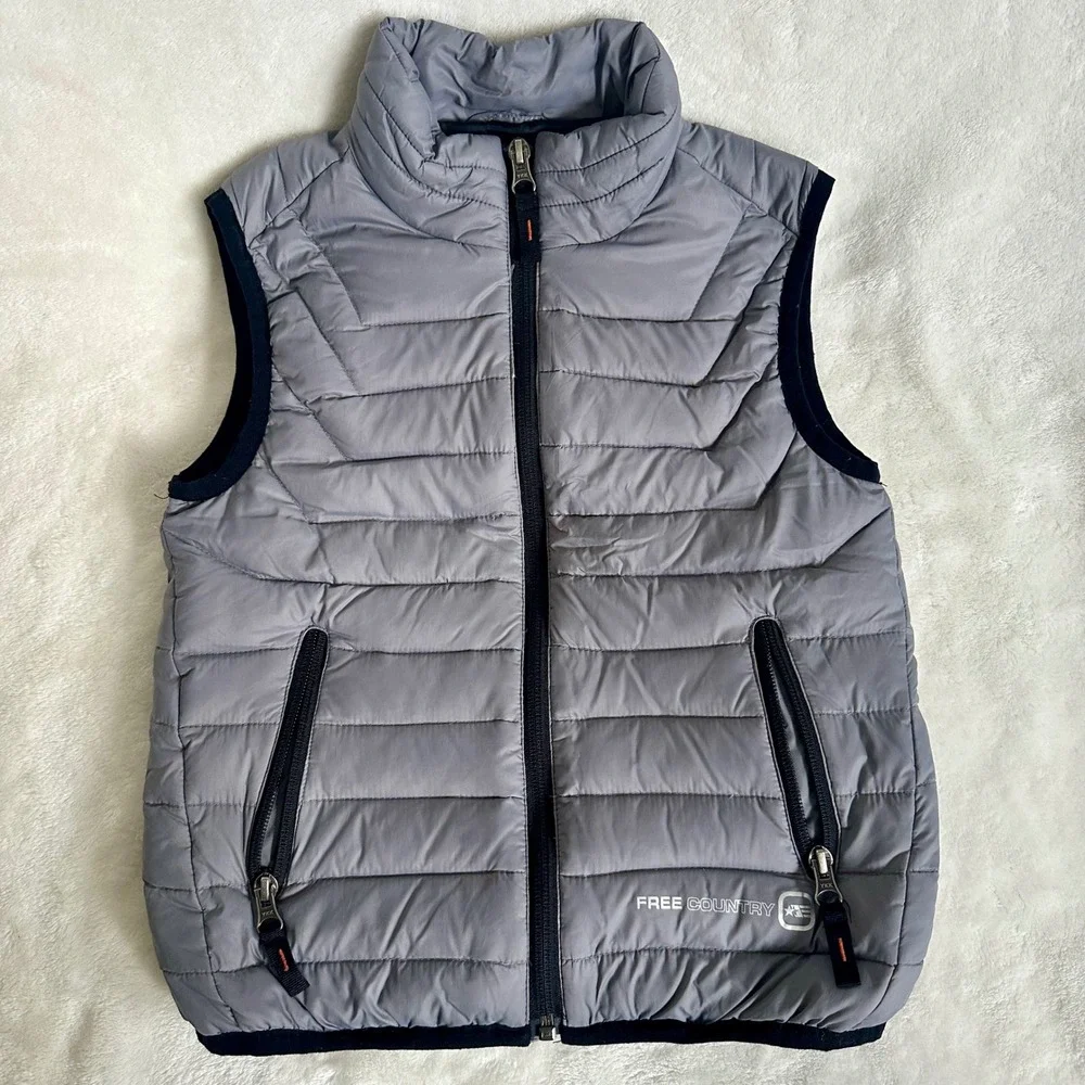 Free Country Extreme Performance Down Puffer Vest Boys XS 5/6 Gray